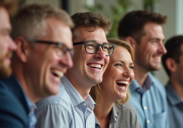 Impiegati felici che partecipano a un workshop di team building